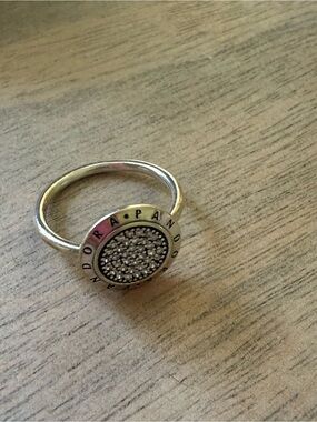 Pandora Silver Pavé Circle Logo Ring - Silver size 54